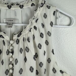 J.CREW Sera Womens‎ 100% silk lined top medallion black/white - SIZE 10